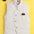 Beige jaquard sleeveless solid waistcoat