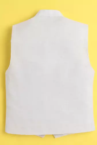 Beige jaquard sleeveless solid waistcoat