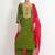 Green 'hawa mahal' hand embroidered silk crepe womens  suit- set of 3