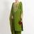 Green ' panna meena' hand embroidered silk crepe womens  suit- set of 3