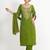 Green ' panna meena' hand embroidered silk crepe womens  suit- set of 3