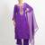 Purple 'man sagar'  hand embroidered  silk crepe  womens  suit- set of 3
