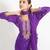 Purple 'man sagar'  hand embroidered  silk crepe  womens  suit- set of 3