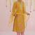 Yellow embroidered tissue Kurta Set