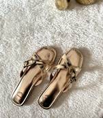 Gold solid leather flats
