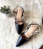 Black solid leather heels