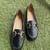 Black solid leather shoes