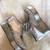 Silver solid leather wedges shoes