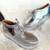 Silver solid leather wedges shoes