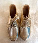 Gold solid leather wedges shoes