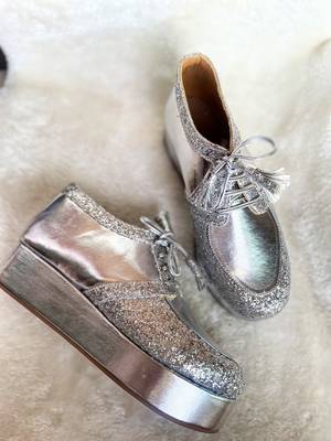 Silver solid leather wedges shoes 3
