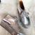 Silver solid leather wedges shoes