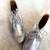 Silver solid leather wedges shoes