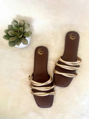 Brown solid leather flats 2