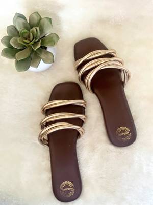 Brown solid leather flats 1
