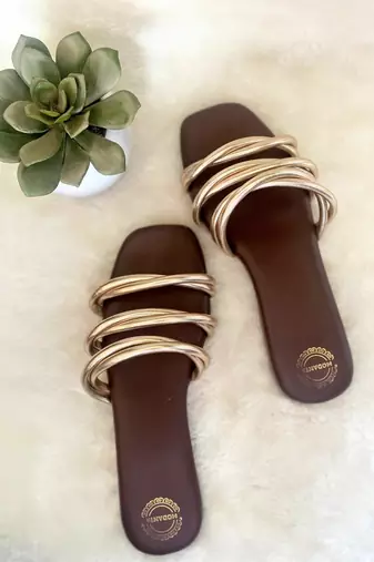 Brown solid leather flats