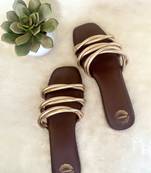 Brown solid leather flats