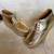 Gold solid leather wedges shoes