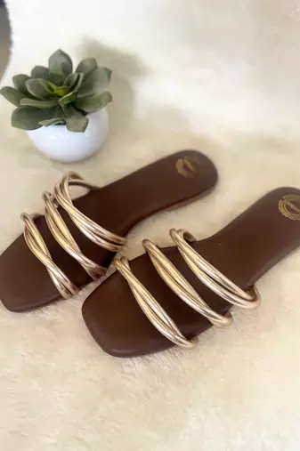 Brown solid leather flats