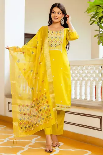 Women Beautiful Embroidery Viscose Shimar Fabric with Straight Kurta, Pant and Dupatta Set