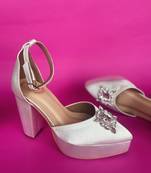 White solid block heels