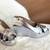 Silver solid leather sling back heels