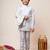 Boys off white cotton silk geometric zari embroidered kurta pyjama set with shrug