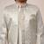 Boys beige satin geometric sequined embroidered sherwani & trouser set with shrug