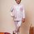 Boys light pink satin geometric sequined embroidered sherwani & trouser set with shrug