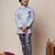 Boys grey jacquard scallop motifs sherwani set