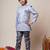 Boys grey jacquard scallop motifs sherwani set