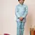 Boys sky blue jacquard scallop motifs sherwani set