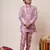 Boys onion pink cotton silk sequins embellished kurta pyjama set with shrug & necklace