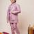 Boys onion pink cotton silk sequins embellished kurta pyjama set with shrug & necklace