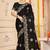 Black sequin siroski stone border work fendy two tone silk saree sari
