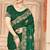 Bottle green sequin siroski stone border work fendy two tone silk saree sari