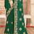Bottle green sequin siroski stone border work fendy two tone silk saree sari