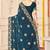 Teal blue sequin siroski stone border work fendy two tone silk saree sari