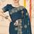 Teal blue sequin siroski stone border work fendy two tone silk saree sari