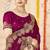 Wine sequin siroski stone border work fendy two tone silk saree sari