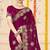 Wine sequin siroski stone border work fendy two tone silk saree sari