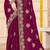 Wine sequin siroski stone border work fendy two tone silk saree sari