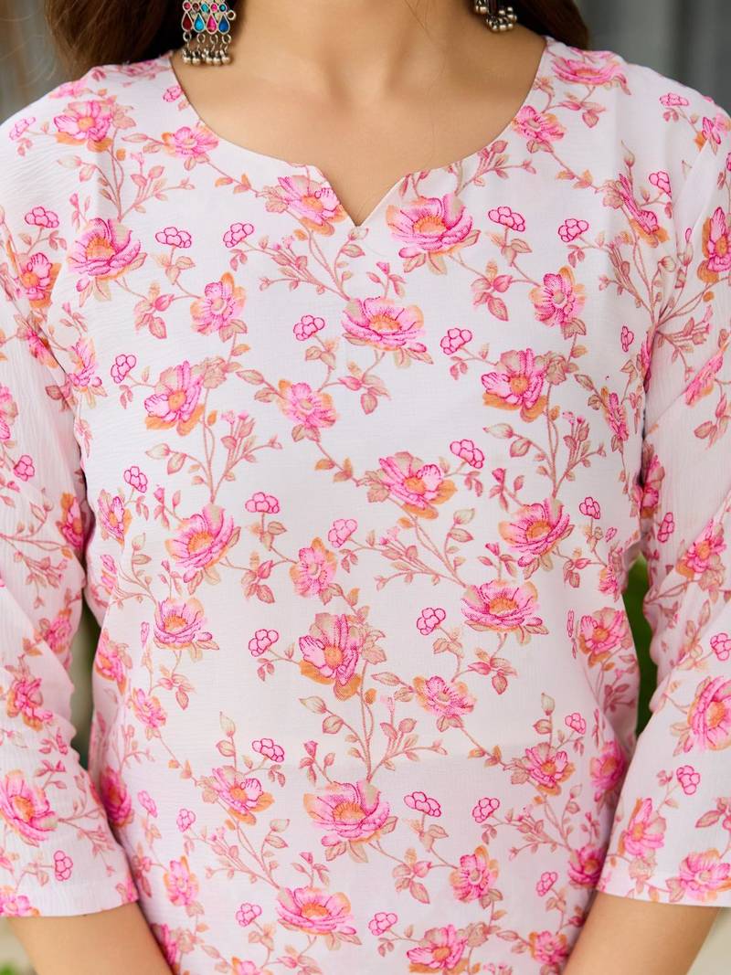 Women Beautiful Printed Silk Blend Fabric with Straight Kurta, Pant and Dupatta Set