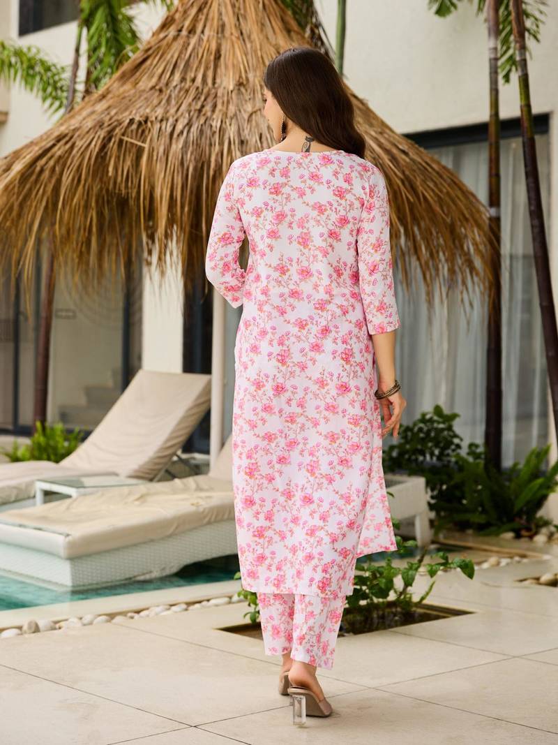 Women Beautiful Printed Silk Blend Fabric with Straight Kurta, Pant and Dupatta Set