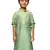 green silk blend plain kurta for kids