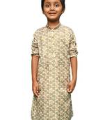 brown cotton printed kurta for kids