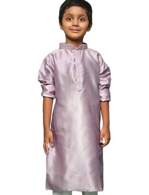 mauve silk printed kurta for kids 1