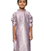 mauve silk printed kurta for kids