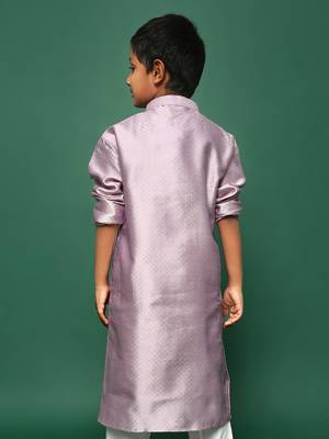 mauve silk printed kurta for kids 4