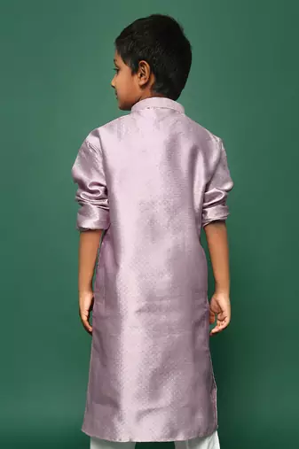 mauve silk printed kurta for kids